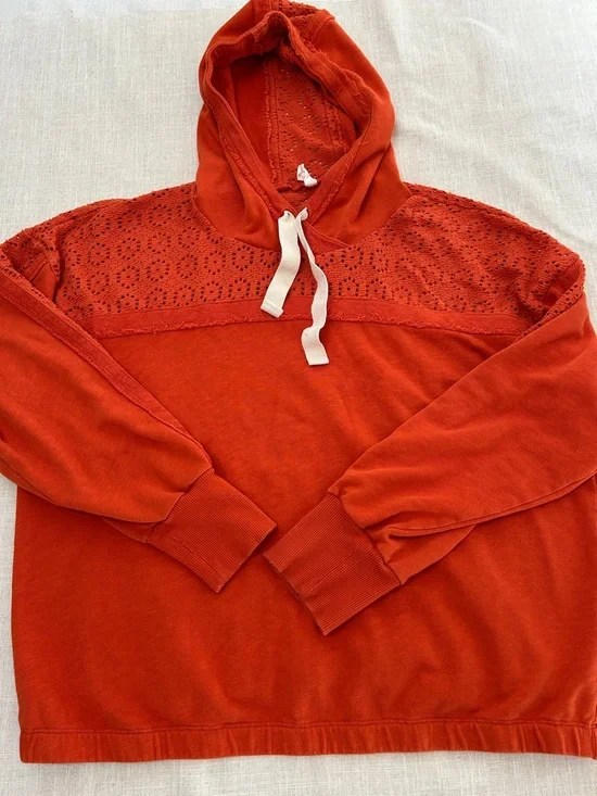 Daily Practice by Anthropologie Robyn Crocheted Hoodie Women's 3X Orange - Picture 1 of 15